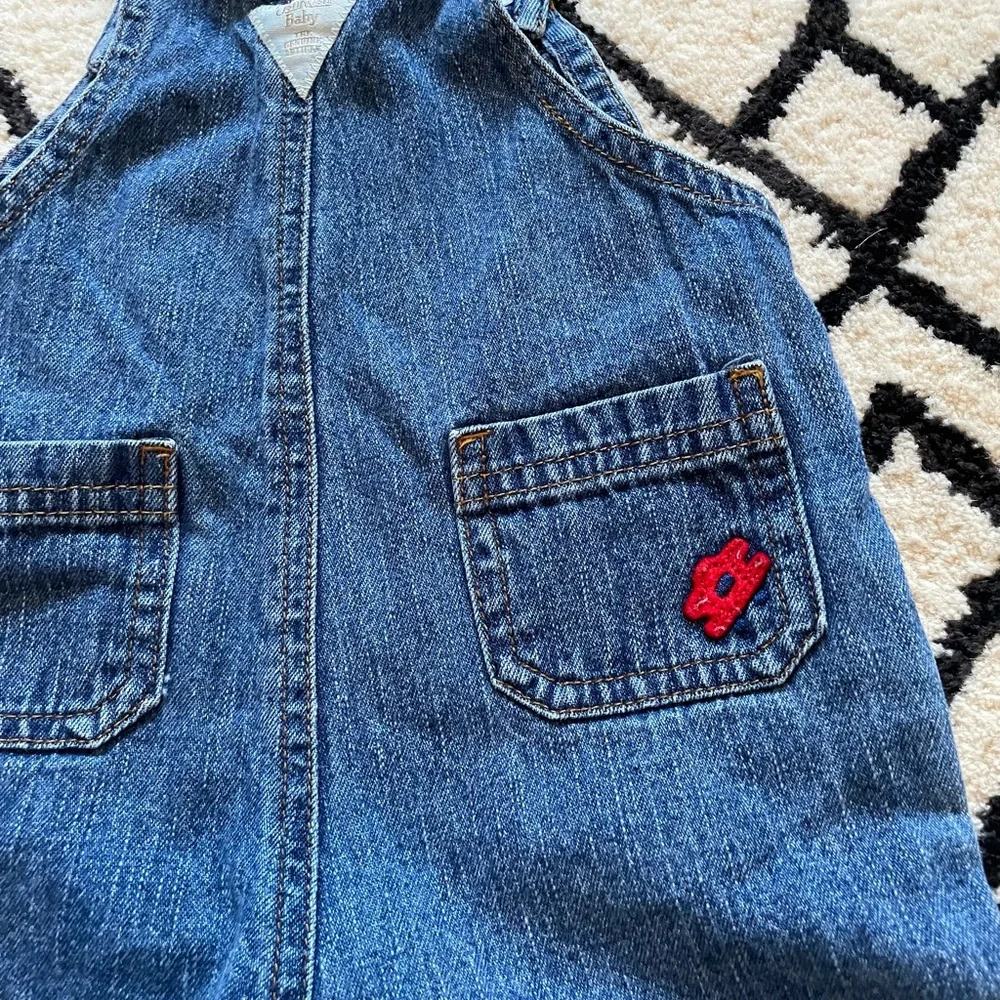Vintage OshKosh Baby Denim Overalls Train Embroidery Size 6-9 Months